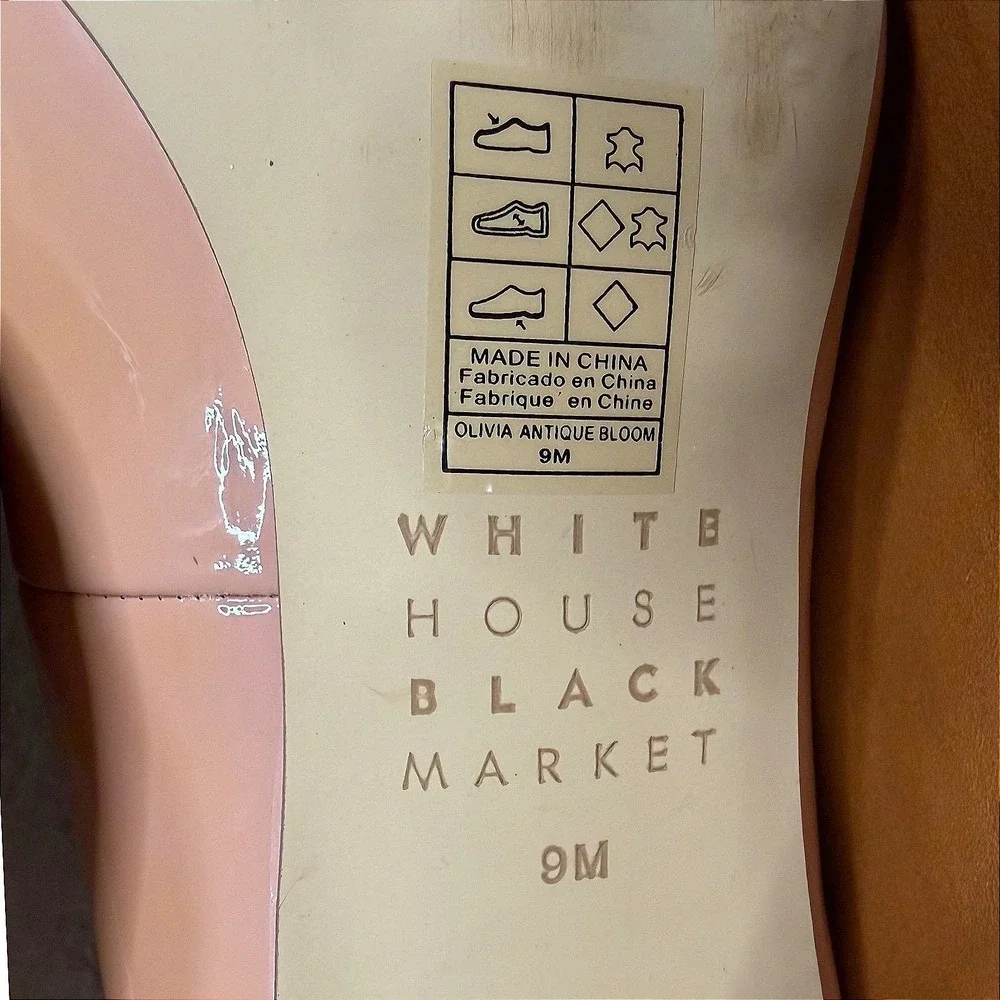 White House Black Market Olivia Antique Bloom Patent Leather Pumps Pink Heel 9M